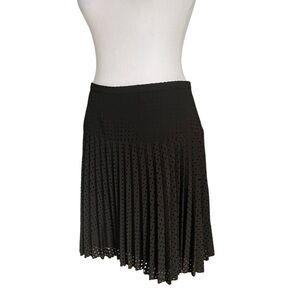 J Crew Black Pleated Eyelet Skirt Size 8